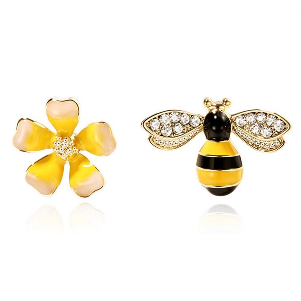 3 Styles Korean Inlaid Crystal Rhinestone Bee Earings