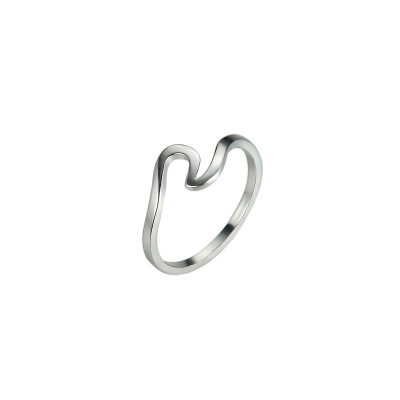 Simple Wavy Couple Ring Creative Glossy Geometric Tanabata