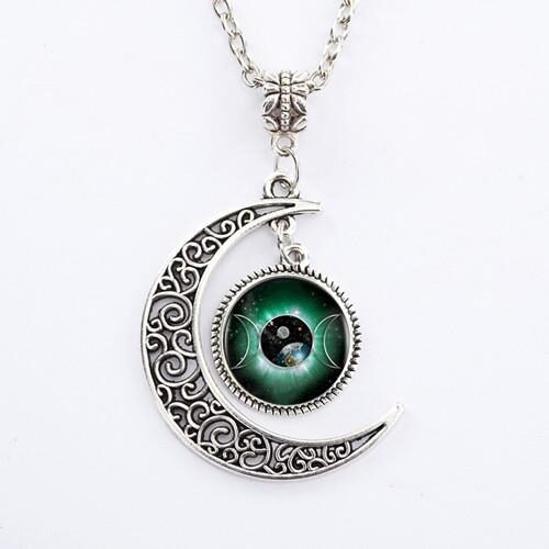 Triple Moon Goddess Pendant Necklace