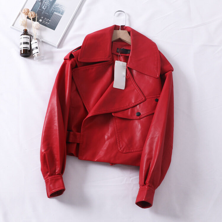 Loose cropped leather jacket motorcycle