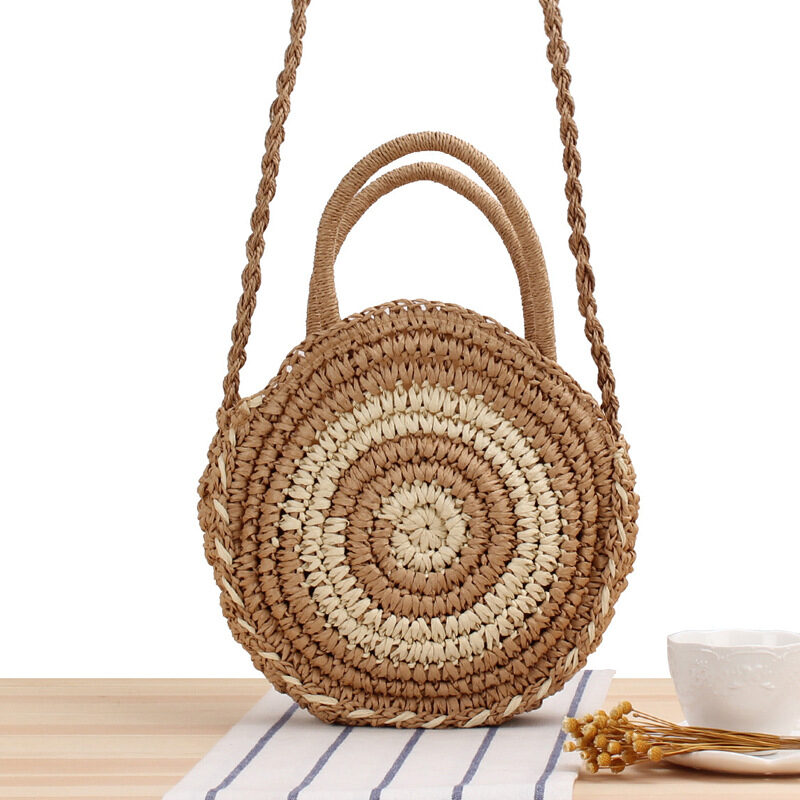 Round Straw Bags Women Summer Rattan Bag Handmade