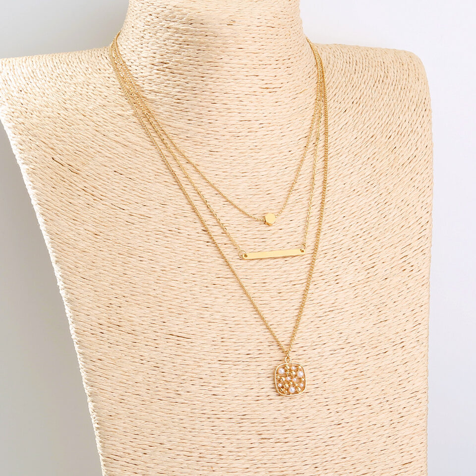 Fashion multi-layer gold necklace personality Geometric Pineapple Pendant