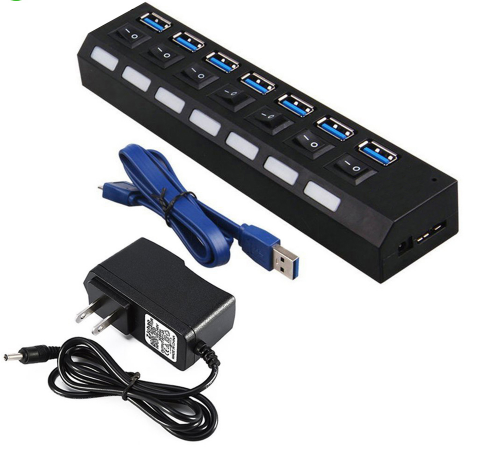7Port Usb3.0 External Hub High Speed With Power