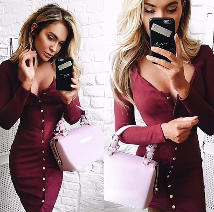 Spring Women Bodycon Slim Long Sleeve Party Cocktail