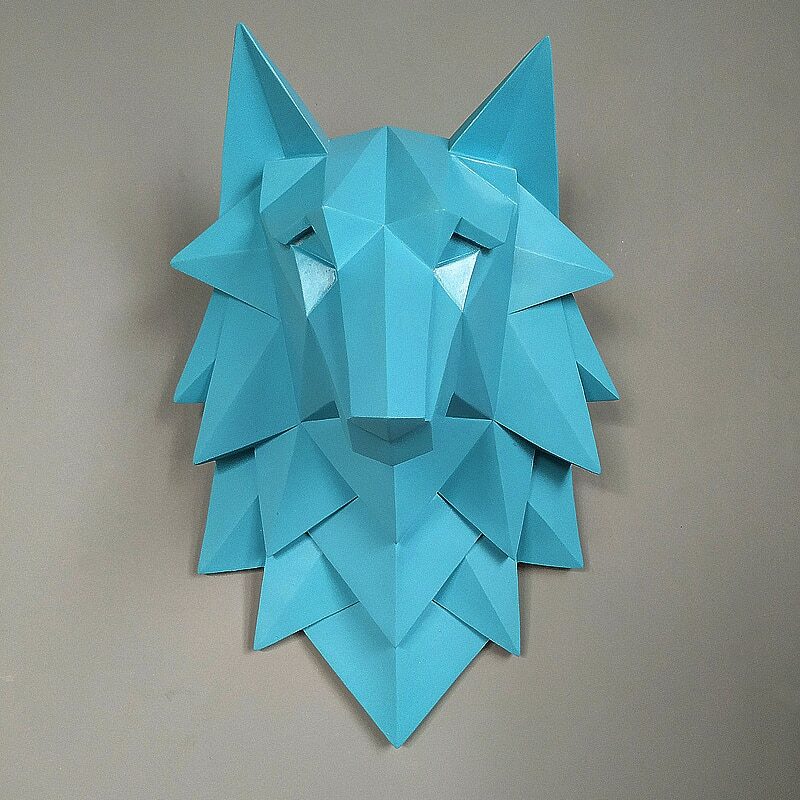 House statue decoration accessories 3D abstract wolf head
