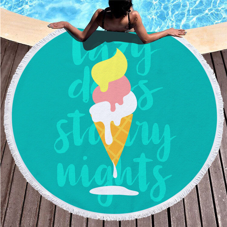 Round printed beach towel shawl