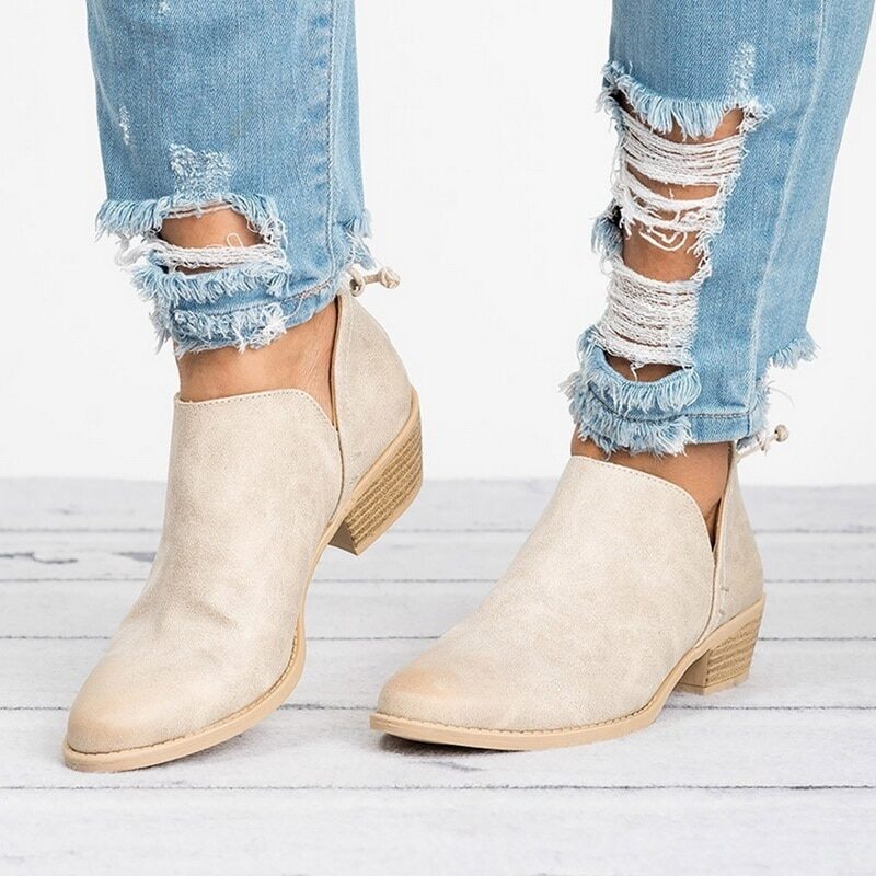 Spring Autumn Women Butterfly-knot Boots Slip-On Med High