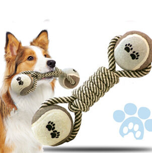 Pet Dumbbell Rope Tennis Ball Chew Toys Teeth