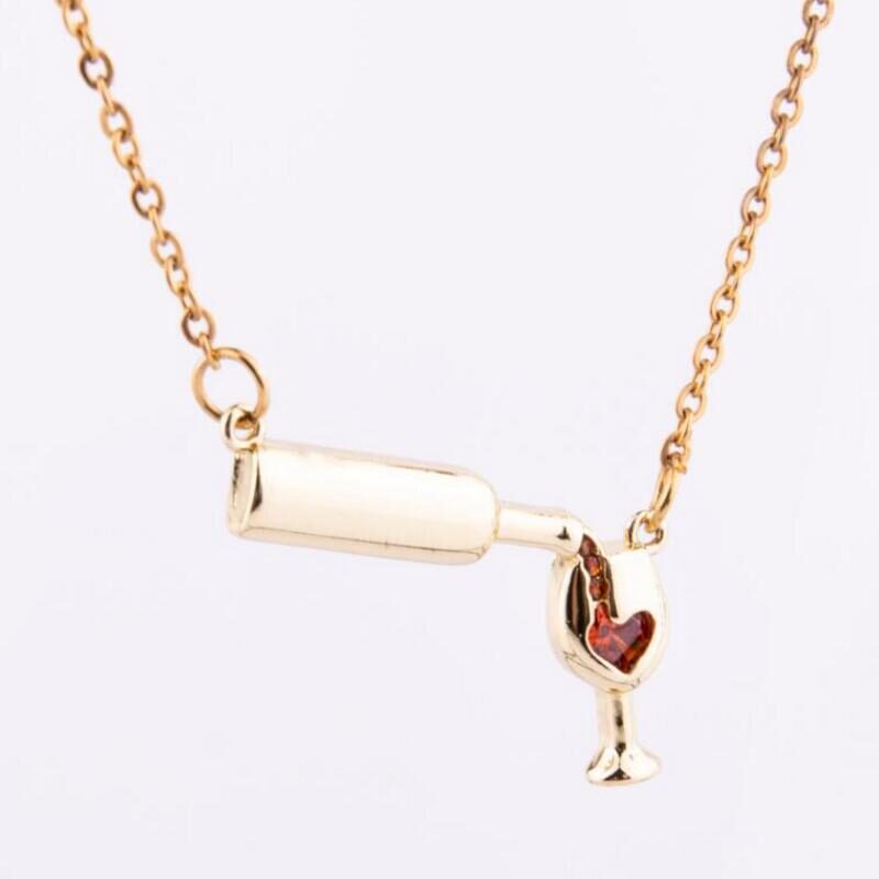 Wine Bottle Cup Pendant Necklace For Women Girls
