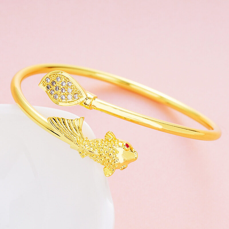Gold Color Copper Bracelets for Women Charm Opening