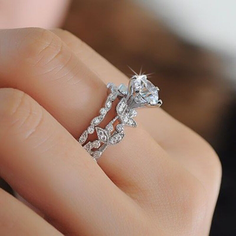New European and American princess ring diamond set