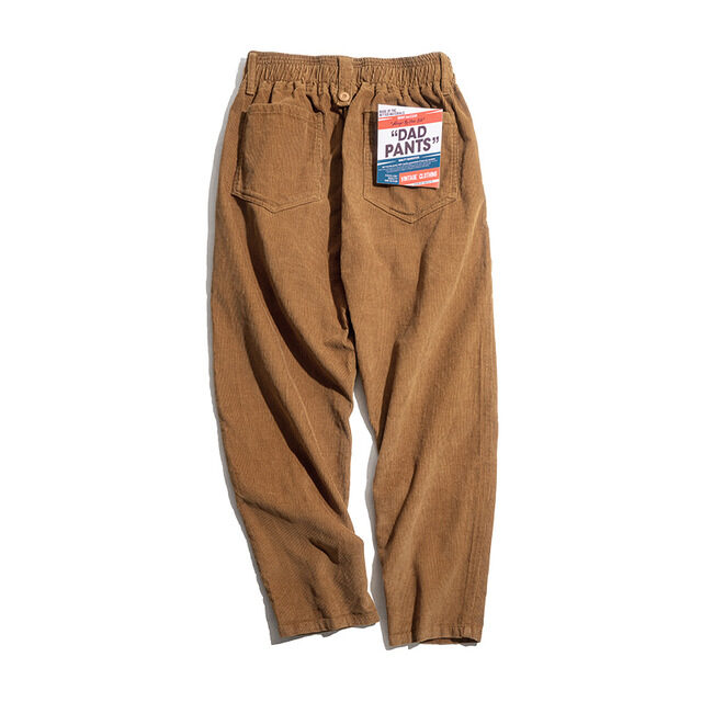 Maden Vintage Brown Corduroy Pants Men Solid Harajuku