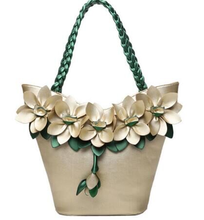 Birds women tote designer bag leather handbag flower
