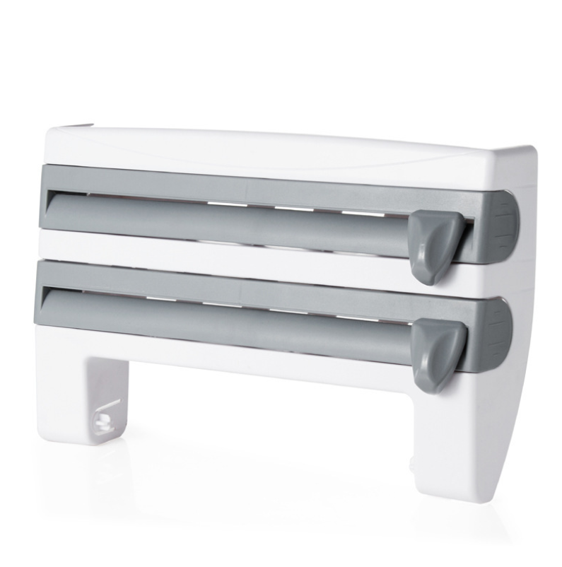 Multifunction Wall-Mount Cling Film Storage Wrap Cutter Rack