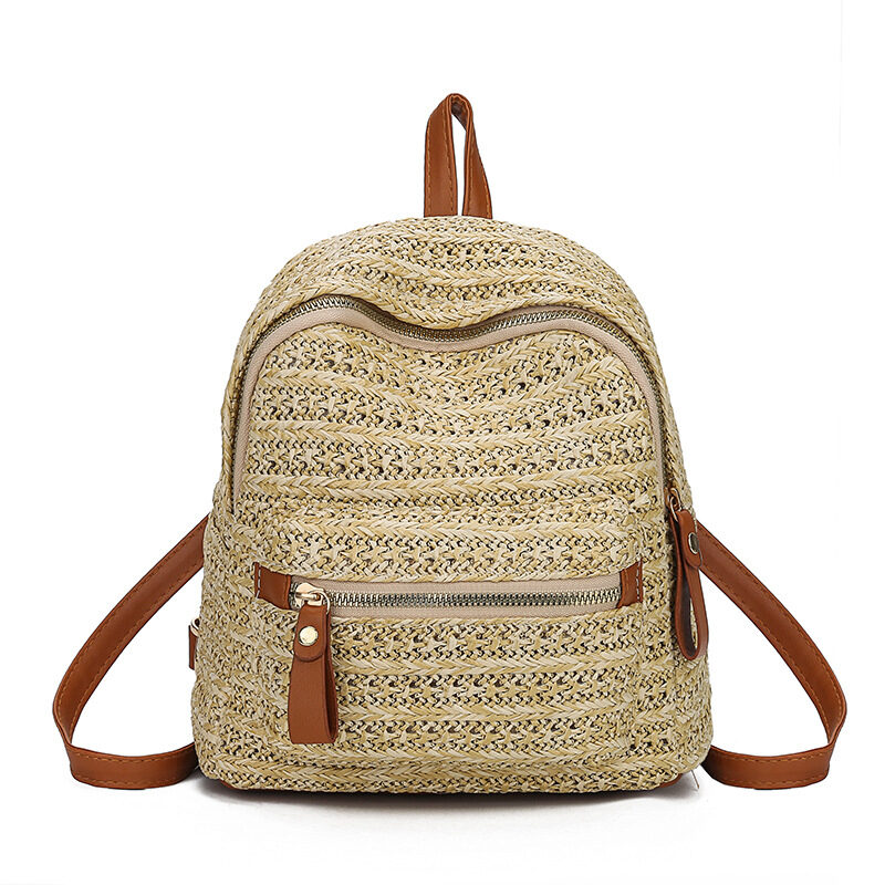 Straw backpack woven