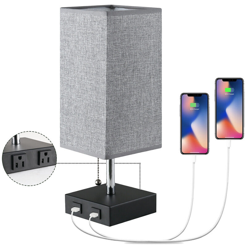 Table lamp linen square study bedside