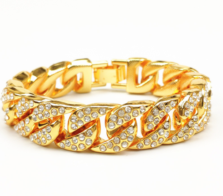 Full Diamond Cuban Chain Men's Bracelet Domineering Cool