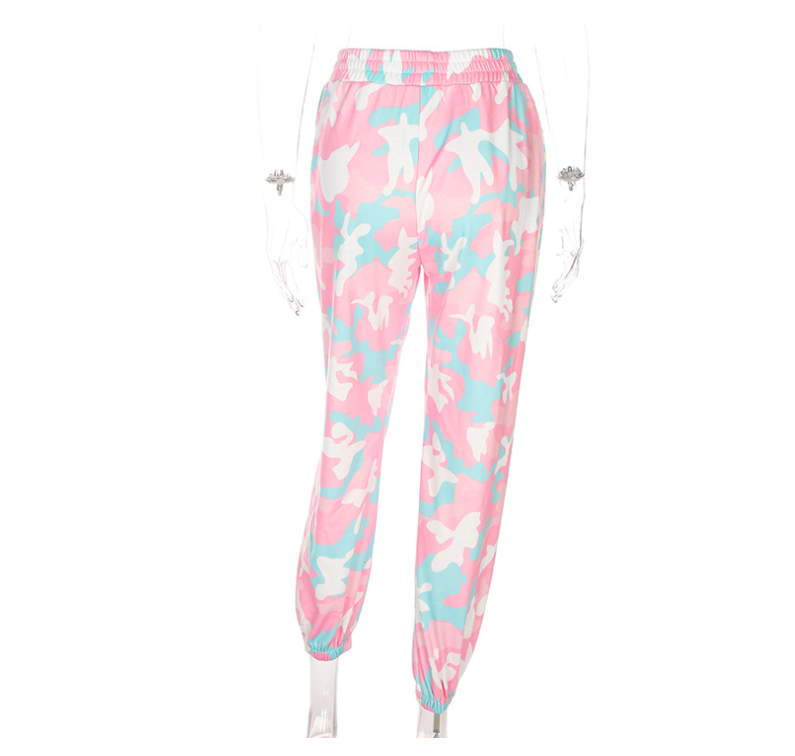 Nclagen New Women Camouflage Print Trousers Loose Harem