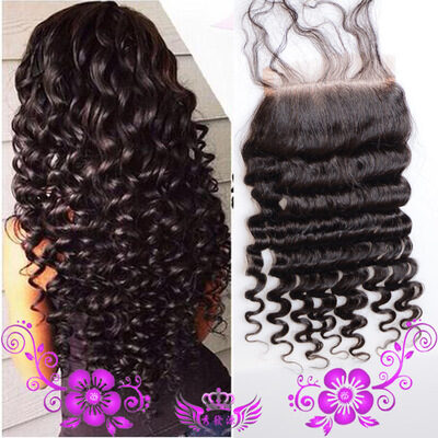 Live-action Wigs Hand-woven Human Hair Block Deep Wave