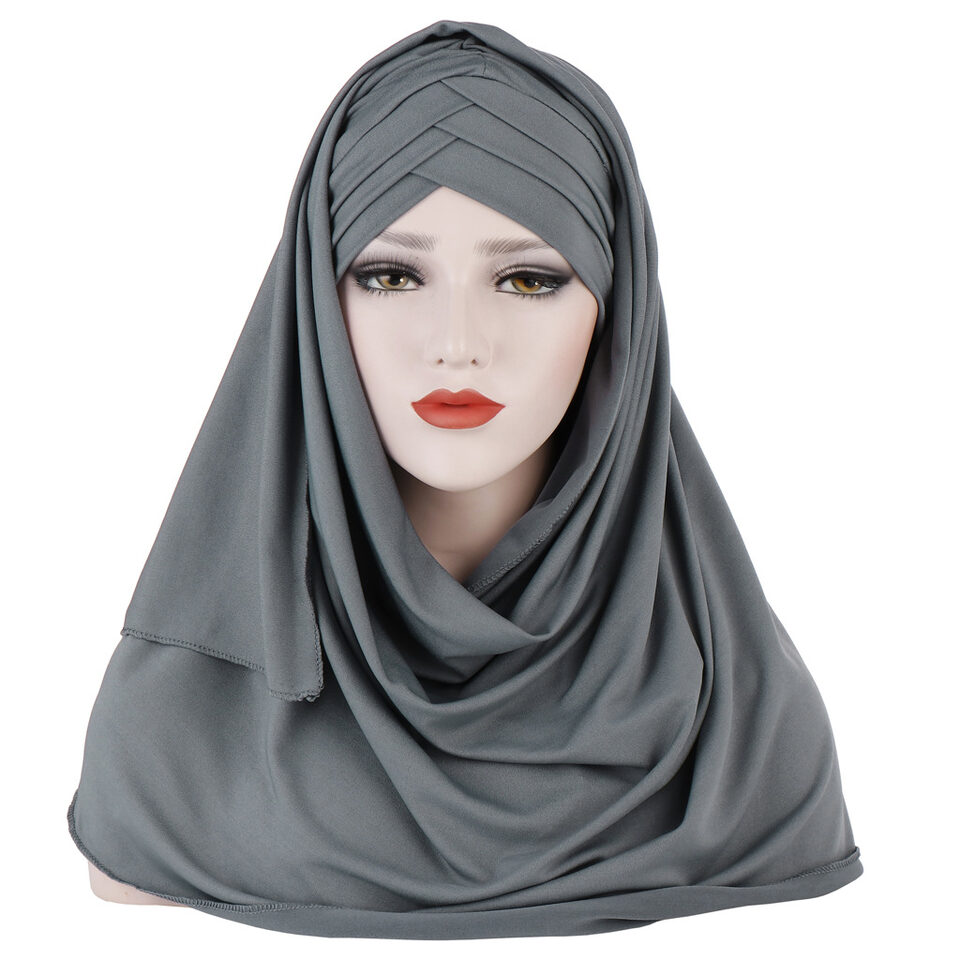 Milk Silk Monochrome Scarf Hat Muslim Ladies Fashion