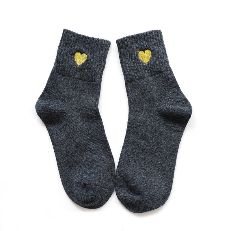 Winter Warn Thicken Socks With Embroidery Heats Shape