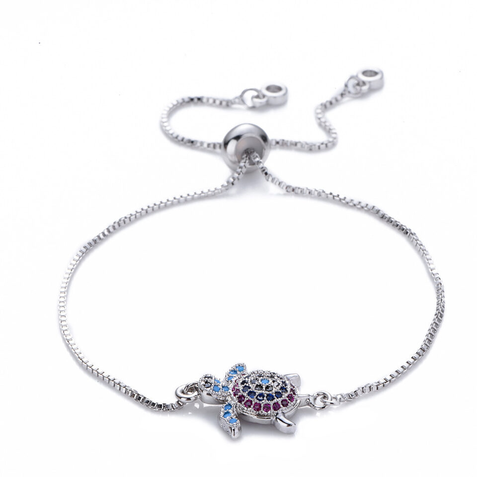 Turtles Bracelet Adjustable Shiny Rhinestones Sparkling Geometric Women