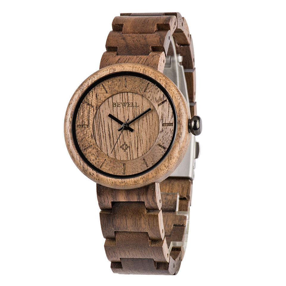 Bamboo wood watch ladies quartz movement