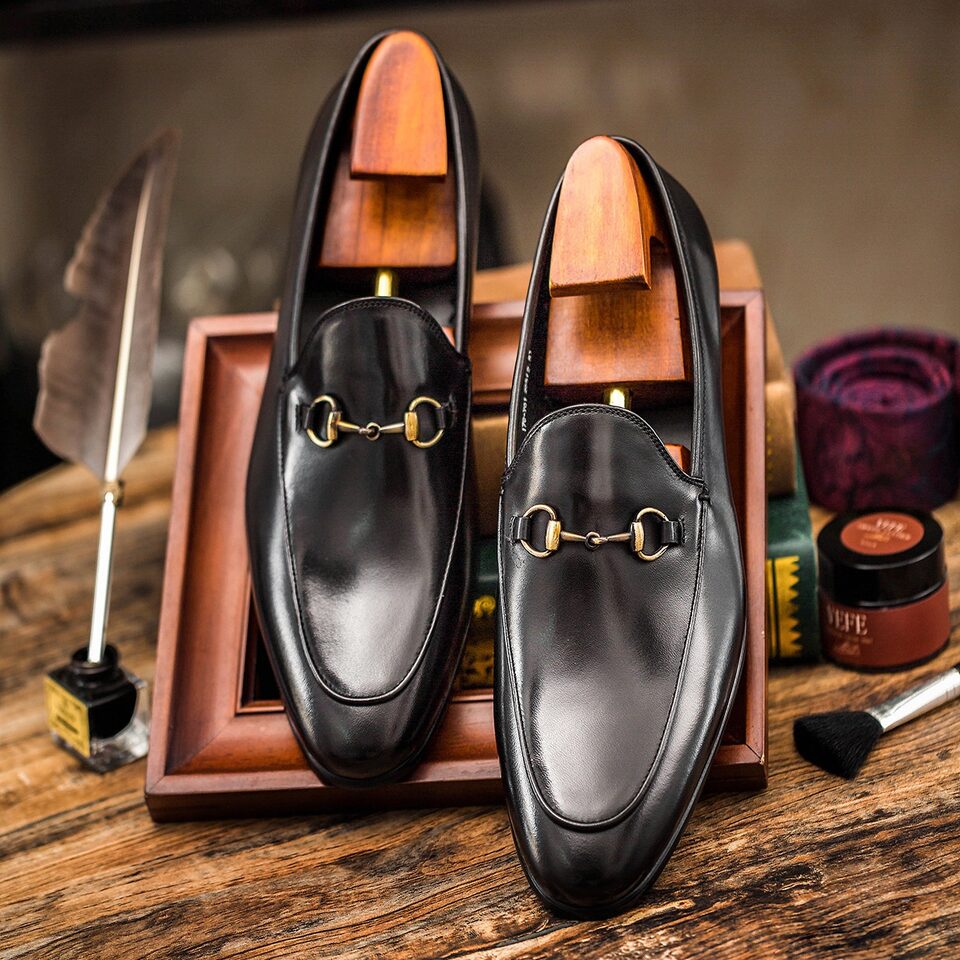 Horsebit Leather Shoes Round Toe Casual Men