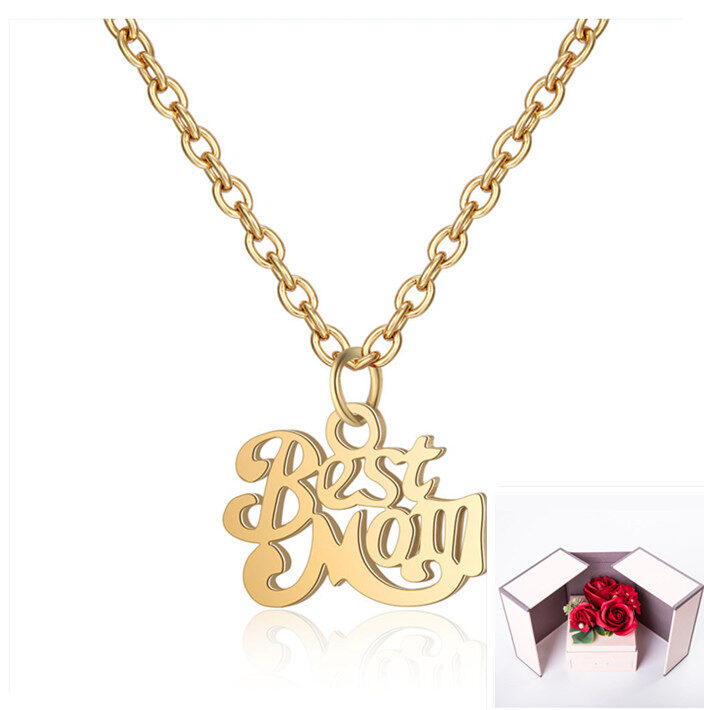 Stainless Steel Best Mom Charm Necklace Family Mother