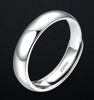 Glossy Ring Simple Men's Silver