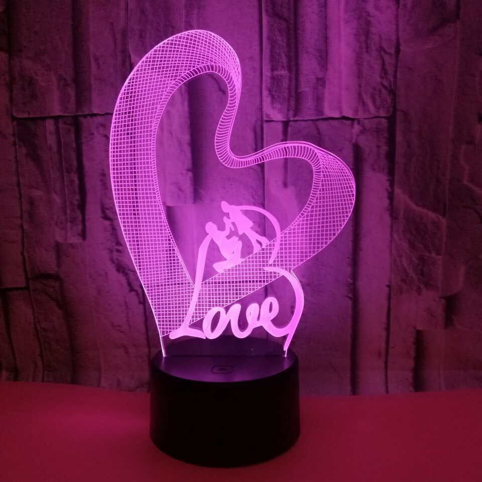 Love 3D led colorful night light