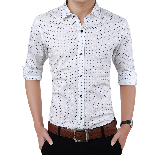 Brand Fashion Male Shirt Long-Sleeves Tops Polka Dot