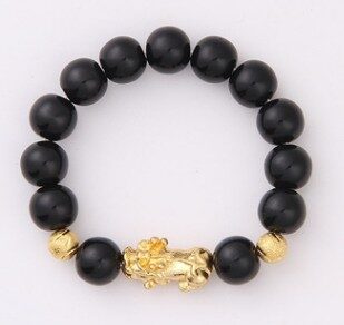 Obsidian 18K Gold Bracelet six brave words