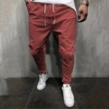 Men's Pants Solid Color Cropped With Elastic Band