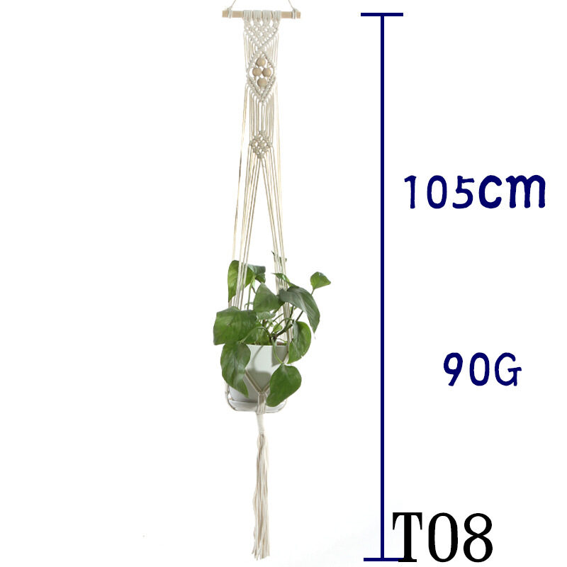 Flower Pot Net Bag Beige Cotton Rope Indoor