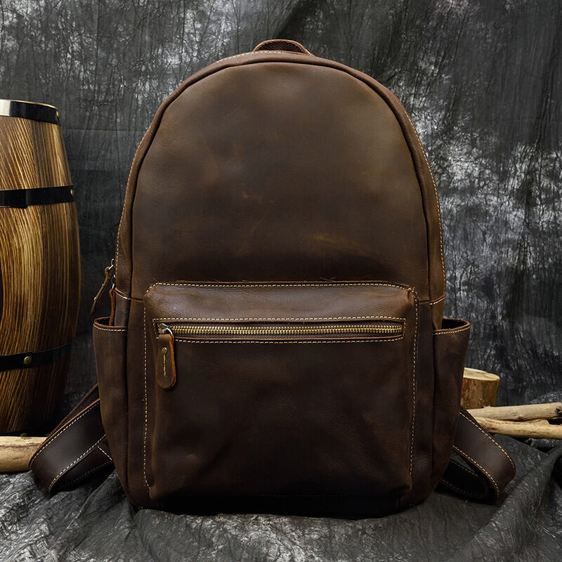 Leather men's backpack travel