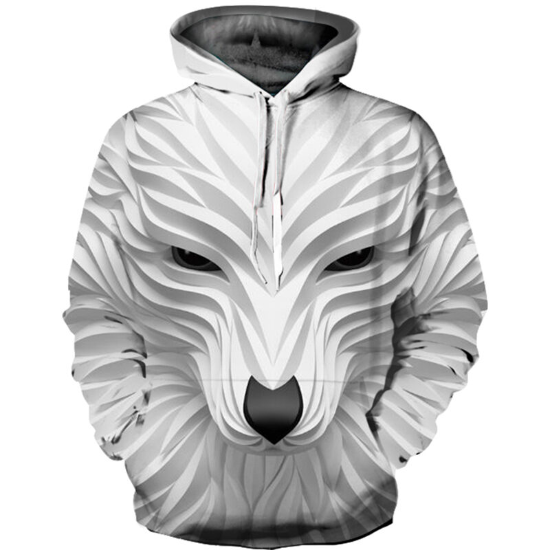 Long Sleeve Hoodies Men Casual Pullovers Hooded Animal