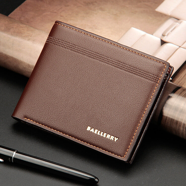 Men's wallet business casual short PU cross