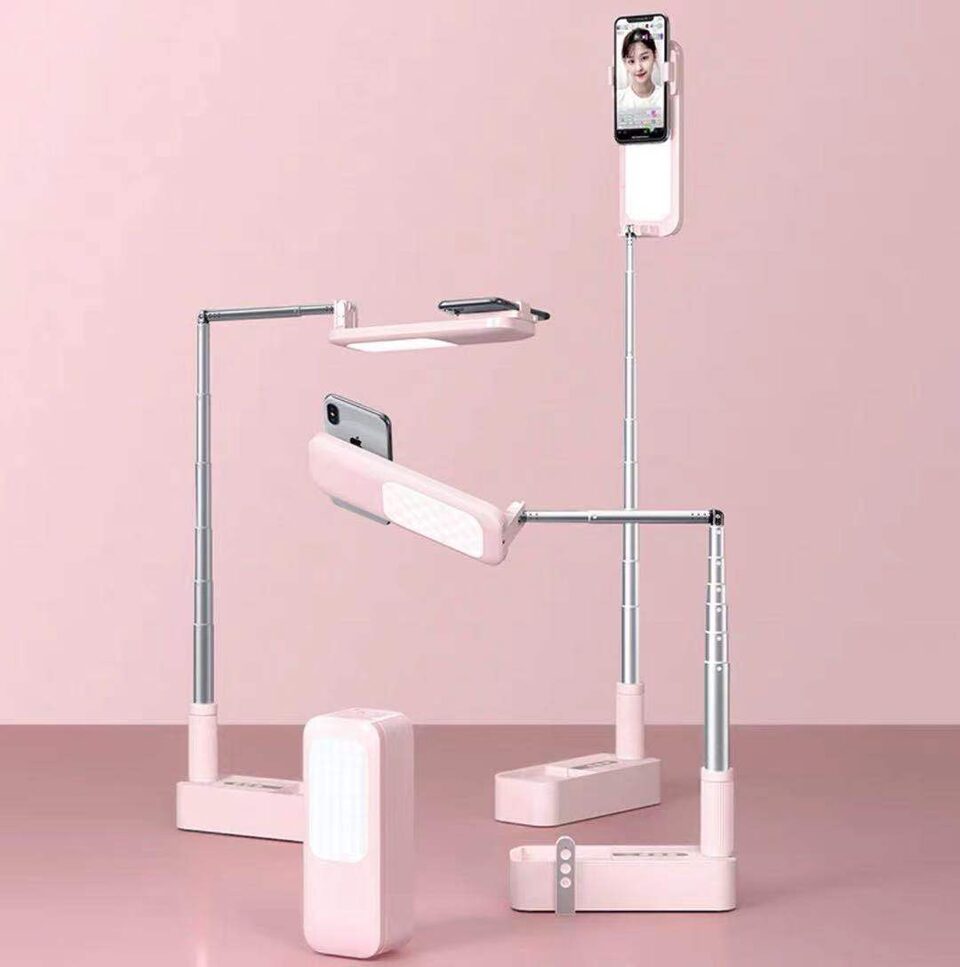 Selfie Portable Mobile Phone Holder With Light Foldable