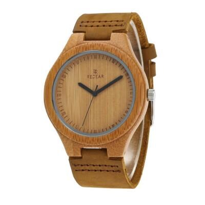 Wooden watch leather couple models bamboo and wood