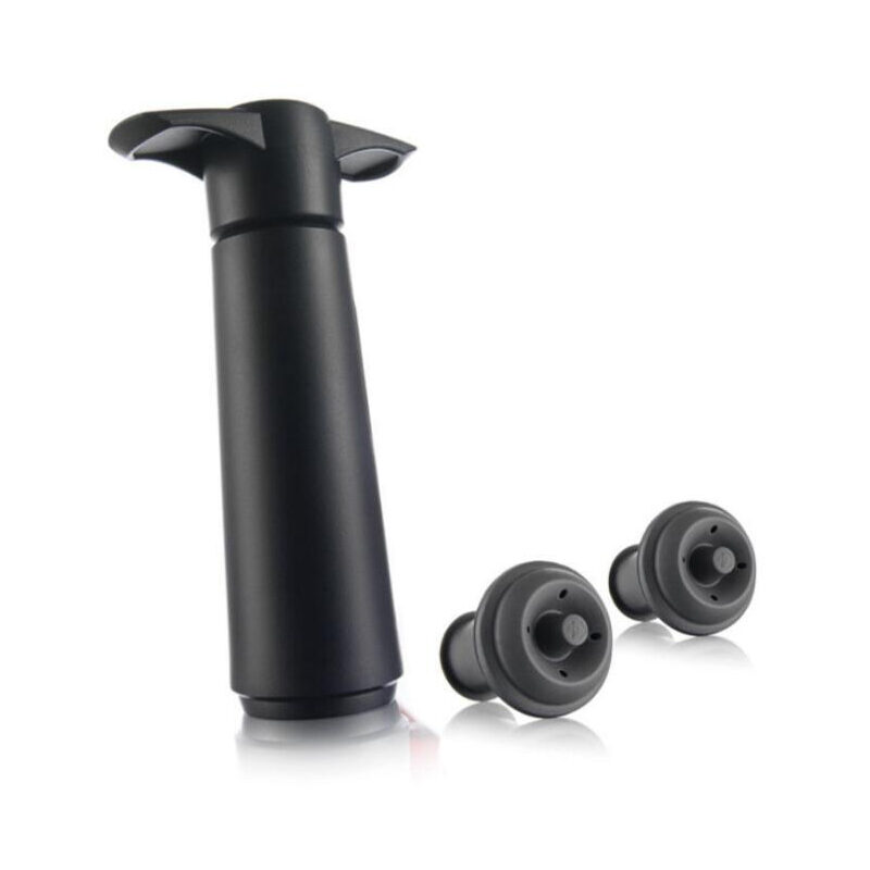 Vacuum Wine Bottle Stopper Black Plastic One Two