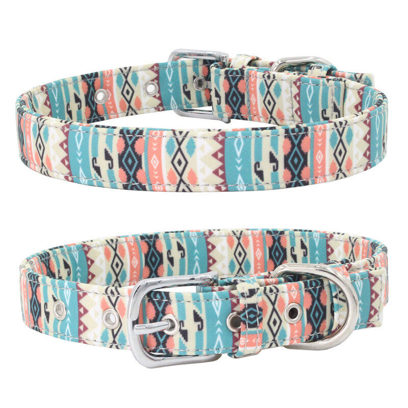 Pet Collar Double Layer Colorful Fabric Dog Traction