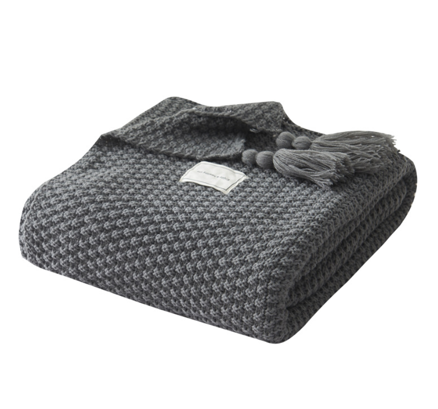 Fringed Knitting Blanket Wool