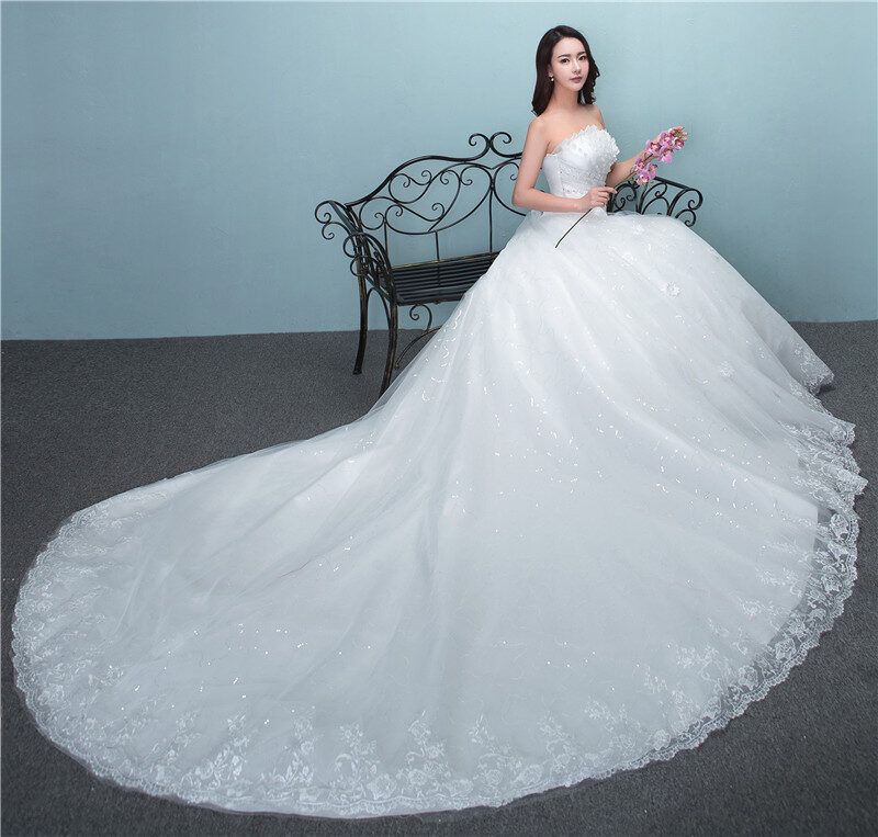 wedding bride dress new large tail size factory
