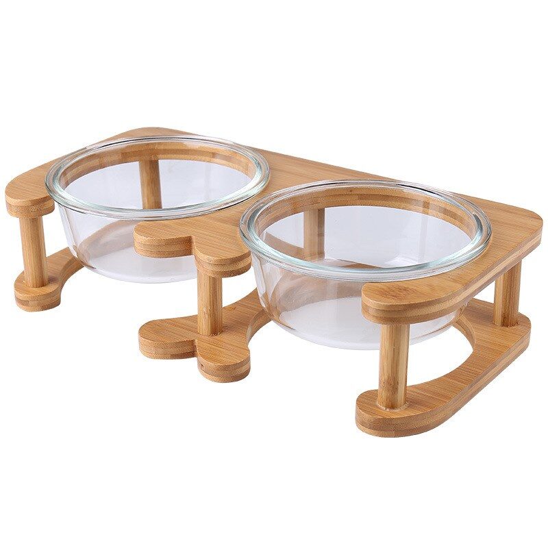 Glass cat bowl food