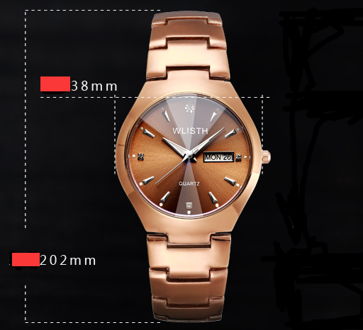 Coffee Gold Luminous Waterproof Steel Band Couple Student