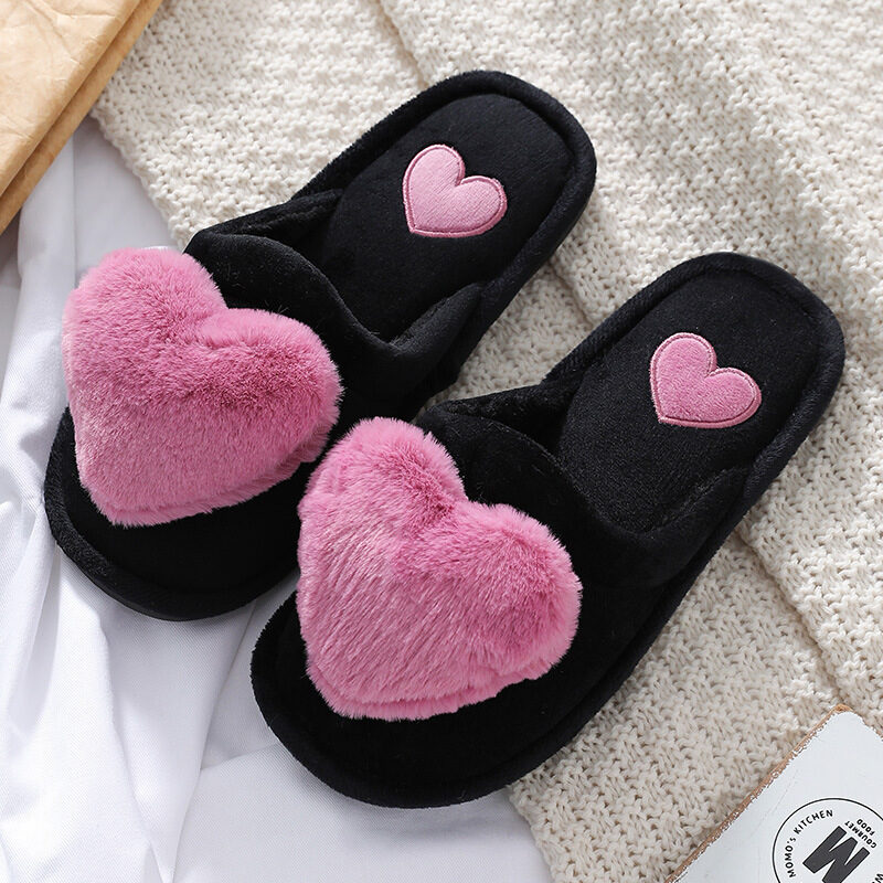 Cute Love Slipper Winter Warm Fluffy Shoes Home