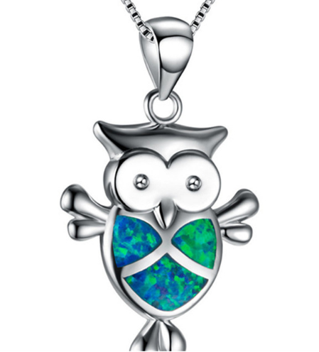 Fashion silver filled blue opal sea turtle pendant