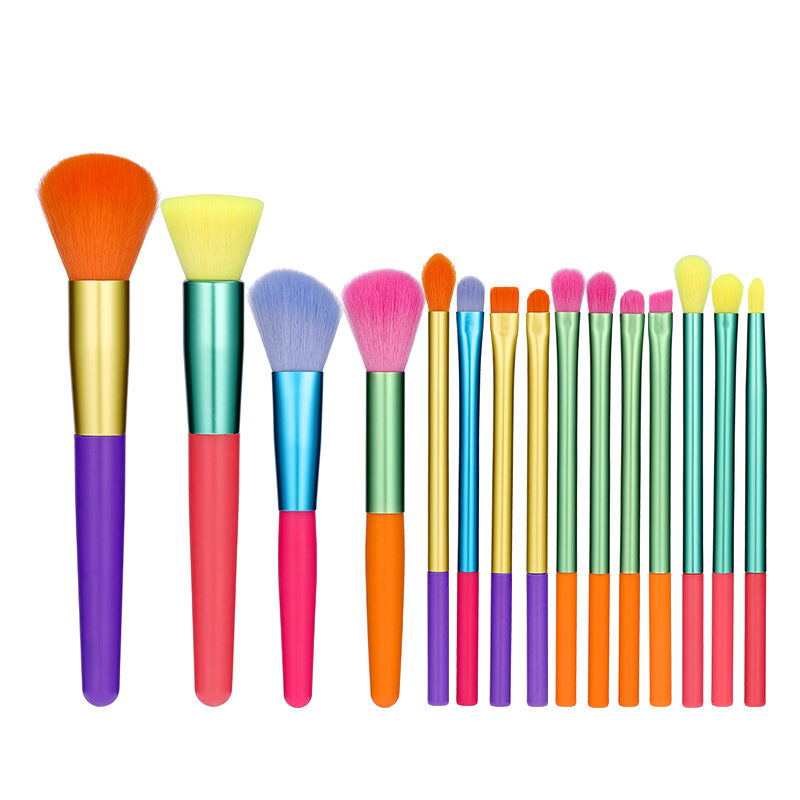 Makeup Brush Set 15pcs Multicolor Colourful Brushes