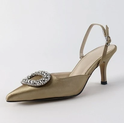 Elegant Rhinestone High Heels Women Pumps Silk Pointed